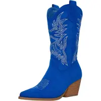 Salinyang Bottes de cowboy bleu / blanc