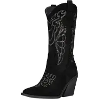 Salinyang Bottes de cowboy noir / blanc