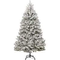 vidaXL Sapin de Noël artificiel Vert et blanc 210 cm PVC et métal