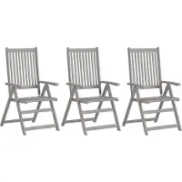 vidaXL Chaises de jardin réglables 3 pcs. Gris Acacia massif