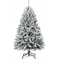 vidaXL Sapin de Noël artificiel Vert et blanc 150 cm PVC et métal