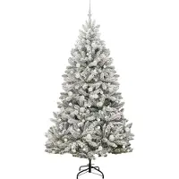 vidaXL Sapin de Noël artificiel Vert et blanc 210 cm PVC et métal