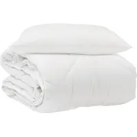 vidaXL Couverture de lit toute saison avec 2 coussins, blanche, en microfibre