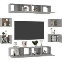 vidaXL Ensemble de 8 meubles TV en bois gris béton