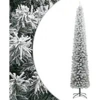 vidaXL Sapin de Noël mince avec support et flocon de neige 300 cm PVC
