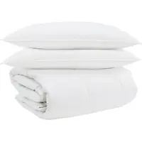 vidaXL Ensemble couette et oreiller 3 pcs Blanc Plume de duvet