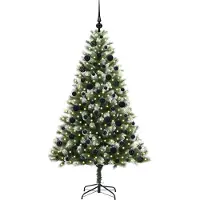 vidaXL Sapin de Noël artificiel à charnière avec neige en flocons