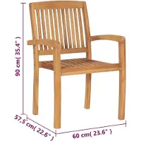 vidaXL Chaises de jardin empilables avec coussins 4 pcs. Bois massif teck