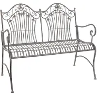 Moritz Banc de jardin 113 cm, métal, 2 places, gris antique - Résistant aux intempéries, jardin, terrasse, balcon, style cottage
