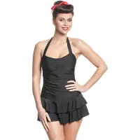 Pussy deluxe Short De Bain Rockabilly de - Maillot de bain Lovely Chic - L - XXL - pour Femme - noir - Taille XXL