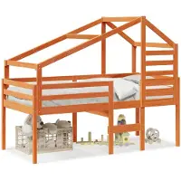 vidaXL Lit surélevé avec toit brun cireux 90x190 cm pin massif