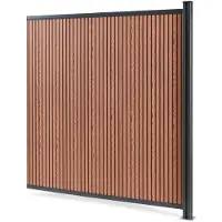 Neu.holz Clôture de jardin « Grassano » - Clôture brise-vue avec 1 poteau - Module d'extension 185 x 175 cm - Résistante aux intempéries - WPC marron