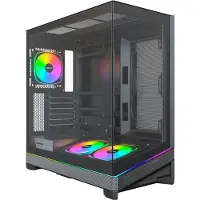 Montech Sky 3, boîtier noir avec façade en verre panoramique - Format Midi/Mini-tour