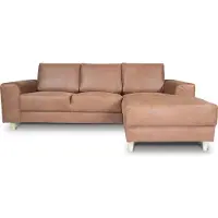 Ebuy24 Nordic canapé avec chaise longue tourné vers la droite couleurcognac cuir.
