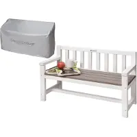 WONDERMAKE® Banc de jardin pour enfants en bois, résistant aux intempéries, avec revêtement textile et dossier, banc pour enfants 2 places, banc de parc pour enfants, banc d'extérieur