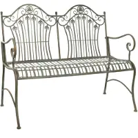 Moritz Banc de jardin 113 cm, métal, 2 places, vert antique - Résistant aux intempéries, jardin, terrasse, balcon, style cottage