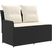 vidaXL Ensemble de salon de jardin avec canapé d'angle, 2 pièces, noir et crème, rotin PE