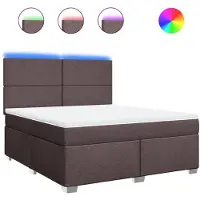 vidaXL Lit boxspring avec matelas brun foncé 180x200 cm Tissu