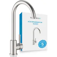 Bächlein Robinet de cuisine orientable à 360° - inox brossé - Mitigeur monocommandé pour évier avec bec orientable à 360°, robinet pour la cuisine