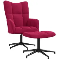 vidaXL Fauteuil relax avec pouf vin rouge velours