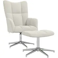 vidaXL Fauteuil relax avec pouf blanc crème velours