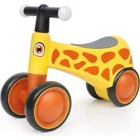 Vrooomy Vélo d'équilibre à 4 roues (1 à 3 ans) – Vélo d'équilibre pour enfants avec guidon à LED, roues en EVA et stabilité renforcée – Vélo d'équilibre pour tout-petits – Jaune