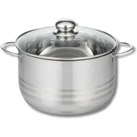 ELO Stahlwaren Elo 2222426 Faitout Inox À Induction, Faitout Inox, Marmite En Inox De 24 Cm, Faitout Avec Couvercle En Verre, Acier Inoxydable, Verre, 24 Cm