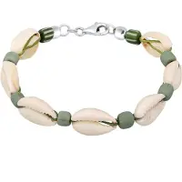 KUZZOI Bracelet 'Muscheln' écru / vert / argent