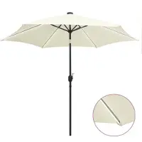 vidaXL Parasol avec éclairage LED et mât en aluminium 300 cm blanc sable