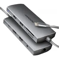 Axagon HMC-8HLSA station d'accueil pour ordinateur portable/réplicateur de ports USB filaire 3.2 Gen 1 (3.1 Gen 1) Type-C Gris