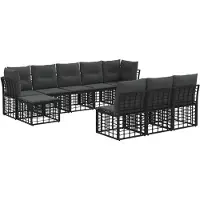 vidaXL Ensemble de canapés d'extérieur , 4 pièces, noir et gris foncé, polyester
