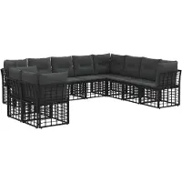 vidaXL Ensemble de canapés d'extérieur avec coussins, 8 pièces, polyester noir