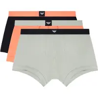 Emporio Armani pour homme. EM002205_AF20673 Lot de 3 caleçons inférieurs noir, gris, orange (M), Homewear, Coton