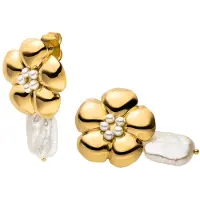 Purelei Boucles d'oreilles 'Floral Pearly' or / argent