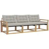 vidaXL Ensemble de canapés d'extérieur avec coussins, 3 pièces, blanc et gris clair