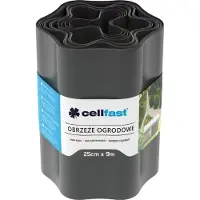 Cellfast Bordure de pelouse Ondulée Clôture de jardin Bordure de tonte Jardin Palissade Barrière anti-racines Plastique 25cm x 9m (Graphite)