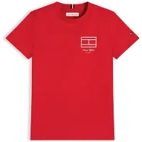 Tommy Hilfiger T-Shirt 'Outline Flag Logo' rouge / blanc