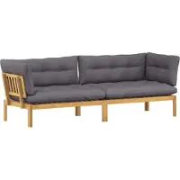 vidaXL Canapé de jardin en palettes, lot de 2, marron clair et gris foncé