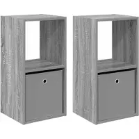 vidaXL Table de chevet avec tiroir 2 pcs Gris Sonoma 35 x 32 x 68,5 cm