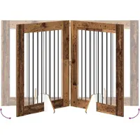 vidaXL : Barrière pliante pour chien avec supports, 2 pièces, bois de récupération, 160,5 cm