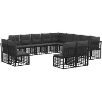 vidaXL Ensemble de canapés d'extérieur , 13 pièces, noir et gris foncé, polyester