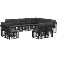 vidaXL Ensemble De Canapés D'extérieur 12 Pcs Noir Et Gris Foncé