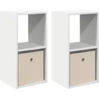 vidaXL Table de chevet avec tiroir 2 pcs Blanc 30,5 x 27 x 59,5 cm