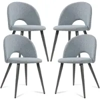 En.casa Lot de 4 chaises de salle à manger « Karijoki » : chaises rembourrées, tissu d'ameublement, pieds en métal, 77 x 50 x 55 cm, gris