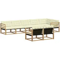vidaXL Ensemble de salon de jardin 8 pièces, blanc et crème