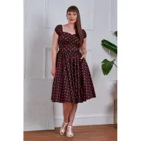 Banned Robe mi-longue Rockabilly de - Marilyn - Robe - XS - L - pour Femme - noir/rouge - Taille M