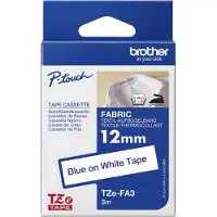 Brother TZe-FA3 - (12 mm) - Bleu sur blanc - Ruban