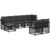 vidaXL Ensemble de canapés d'extérieur , 9 pièces, polyester noir et gris foncé