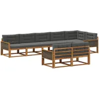 vidaXL Ensemble de canapés d'extérieur avec coussins 8 pièces Nature et Anthracite