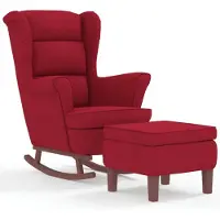 vidaXL Fauteuil à bascule à oreilles en velours rouge vin bois massif